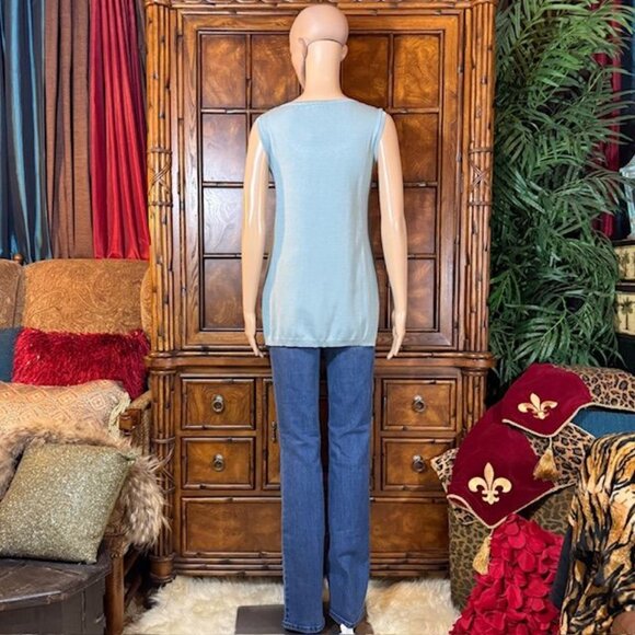 Marla Wynne Blue Side Ribbed Side Slit Sweater Tank - Picture 7 of 13